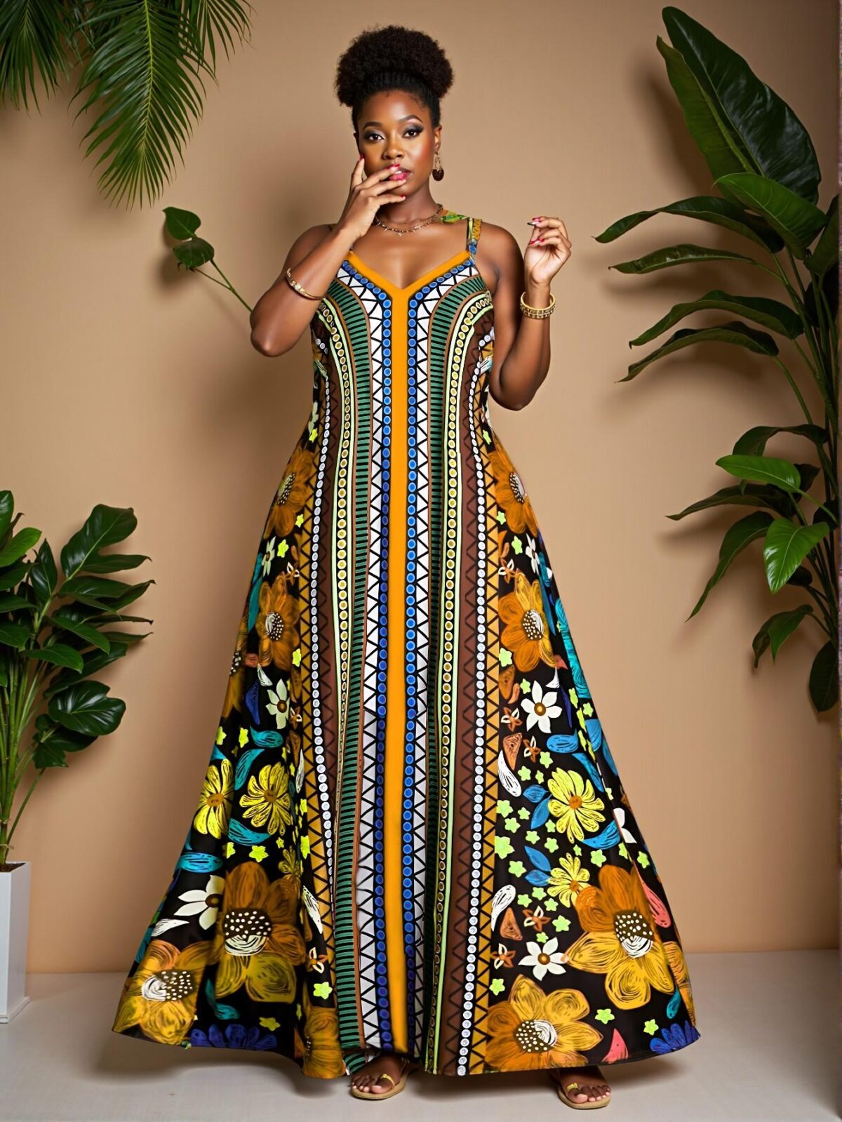 Elegant Multicolor Bohemian Floral Print Long Dress for Beach Getaways - Chic, Classy and Trendy Fashion Style to Dress to Impress