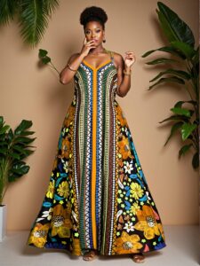 Elegant Multicolor Bohemian Floral Print Long Dress for Beach Getaways - Chic, Classy and Trendy Fashion Style to Dress to Impress