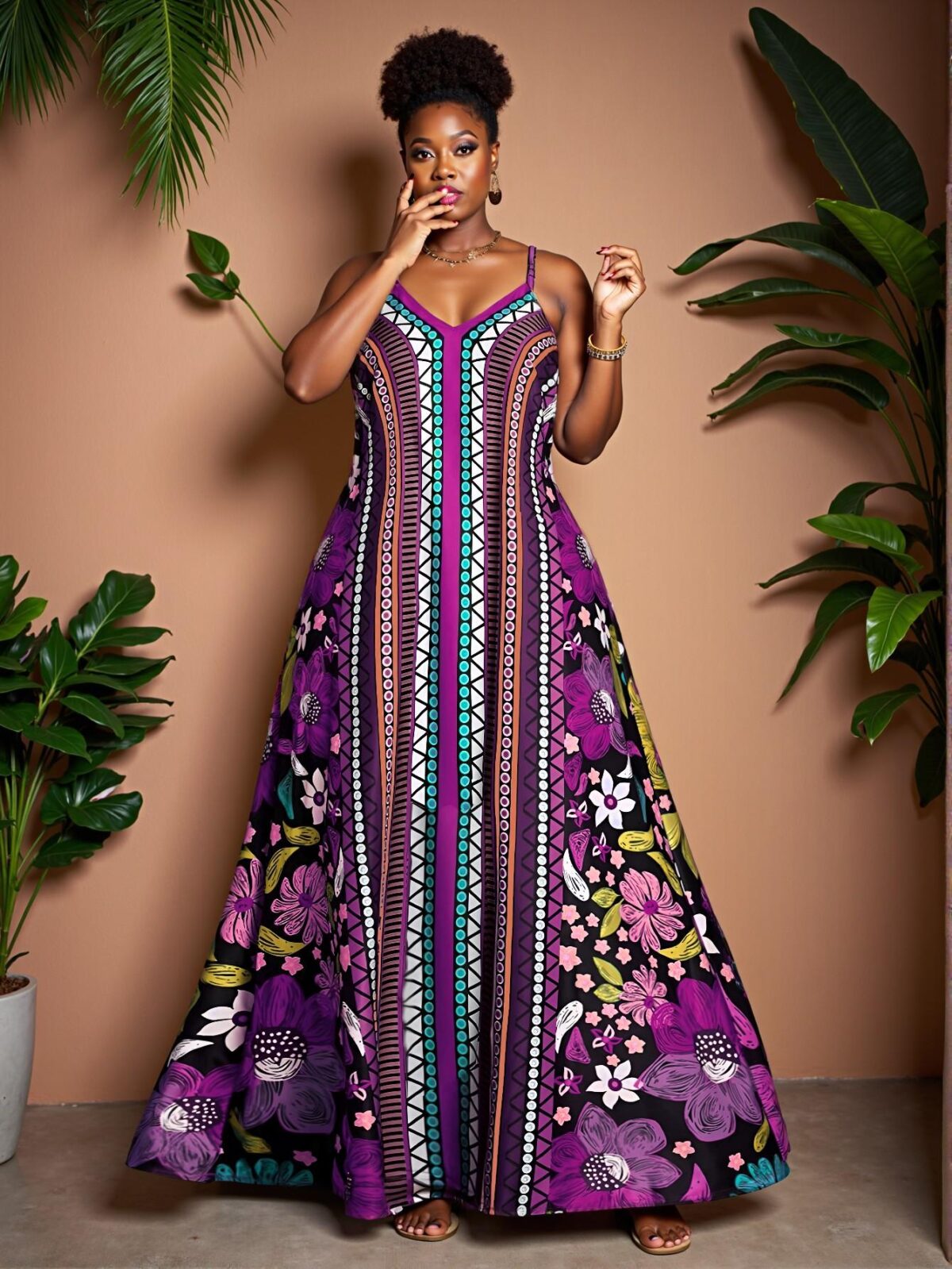 Elegant Multicolor Stunning Bohemian-Pattern Beach Maxi Dress for Effortless Spring and Summer Style - Chic, Classy and Trendy Fashion Style to Dress to Impress