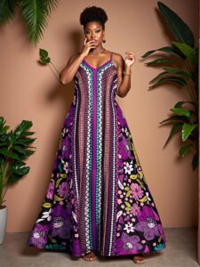 Elegant Multicolor Stunning Bohemian-Pattern Beach Maxi Dress for Effortless Spring and Summer Style - Chic, Classy and Trendy Fashion Style to Dress to Impress