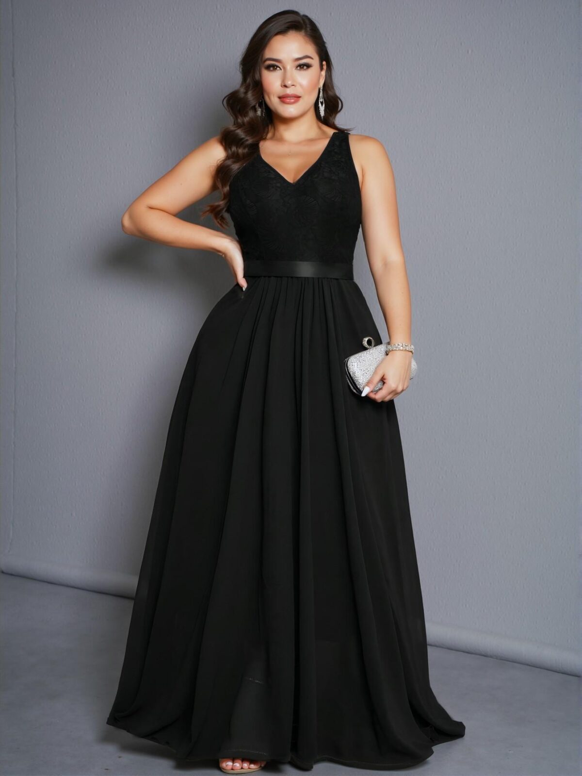 Elegant Black Contrast Lace Maxi Dress for Spring and Summer - Chic, Classy and Trendy Fashion Style to Dress to Impress