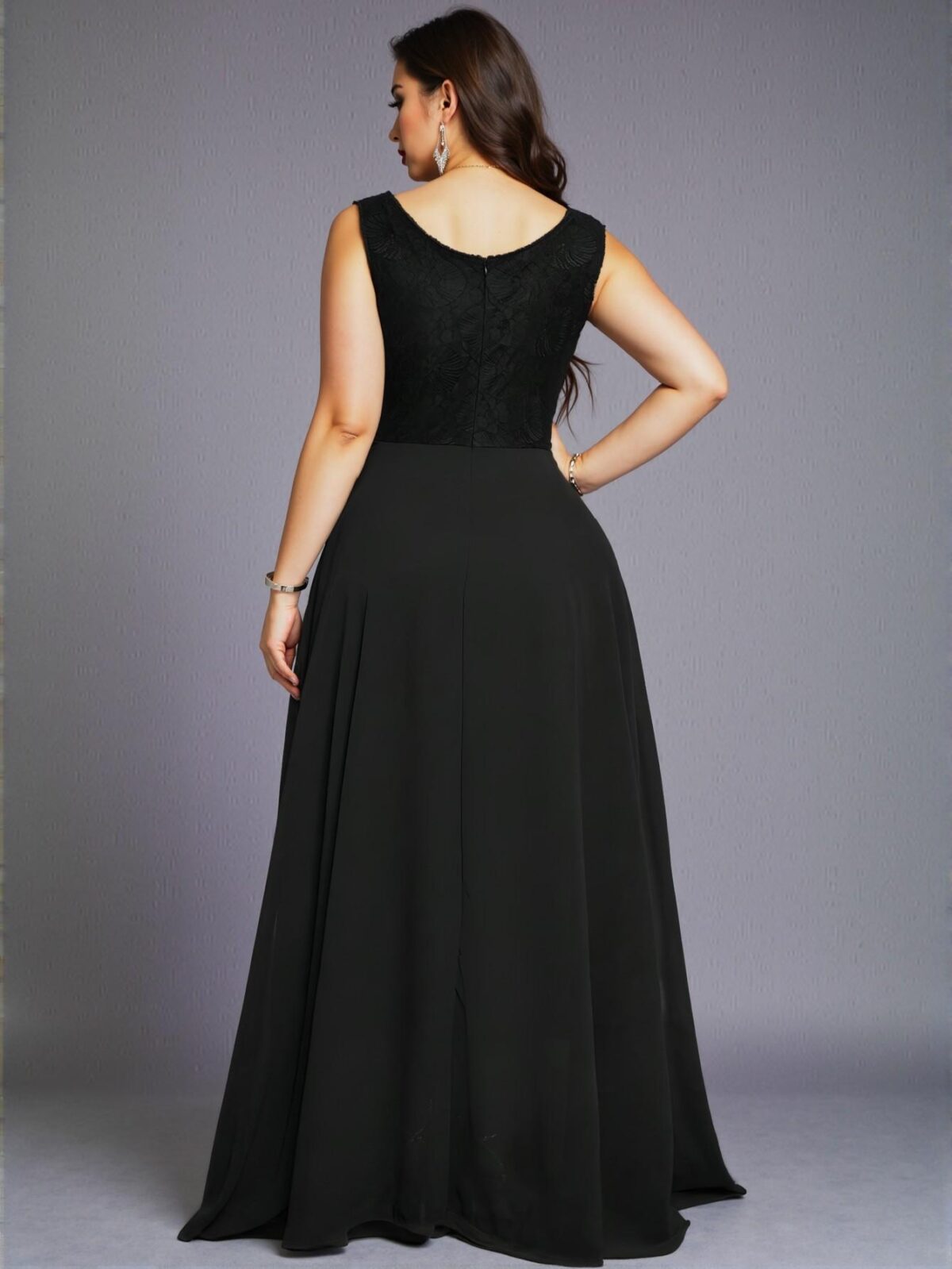 Elegant Black Contrast Lace Maxi Dress for Spring and Summer - Chic, Classy and Trendy Fashion Style to Dress to Impress - Image 2
