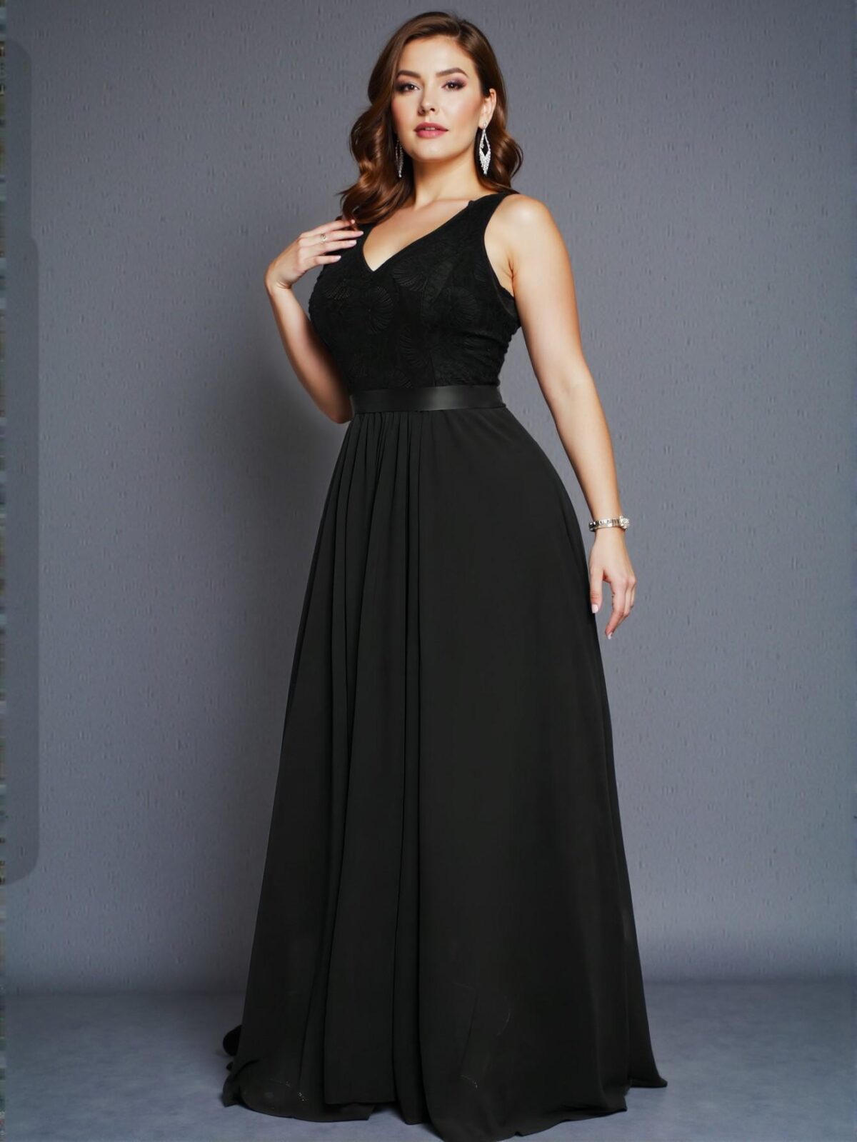 Elegant Black Contrast Lace Maxi Dress for Spring and Summer - Chic, Classy and Trendy Fashion Style to Dress to Impress - Image 4
