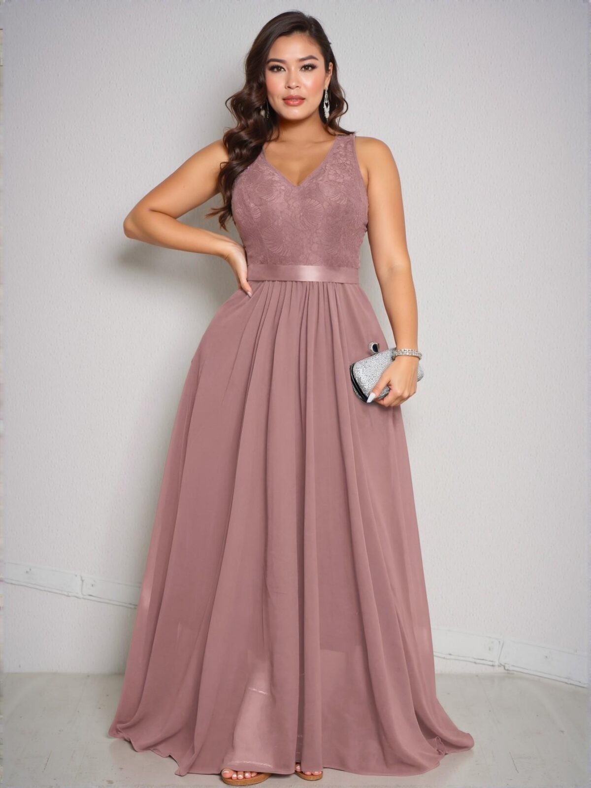 Elegant Pink Pleated Casual Maxi Dress with Ruched Waist and Sleeveless V-Neck for Spring and Summer - Chic, Classy and Trendy Fashion Style to Dress to Impress