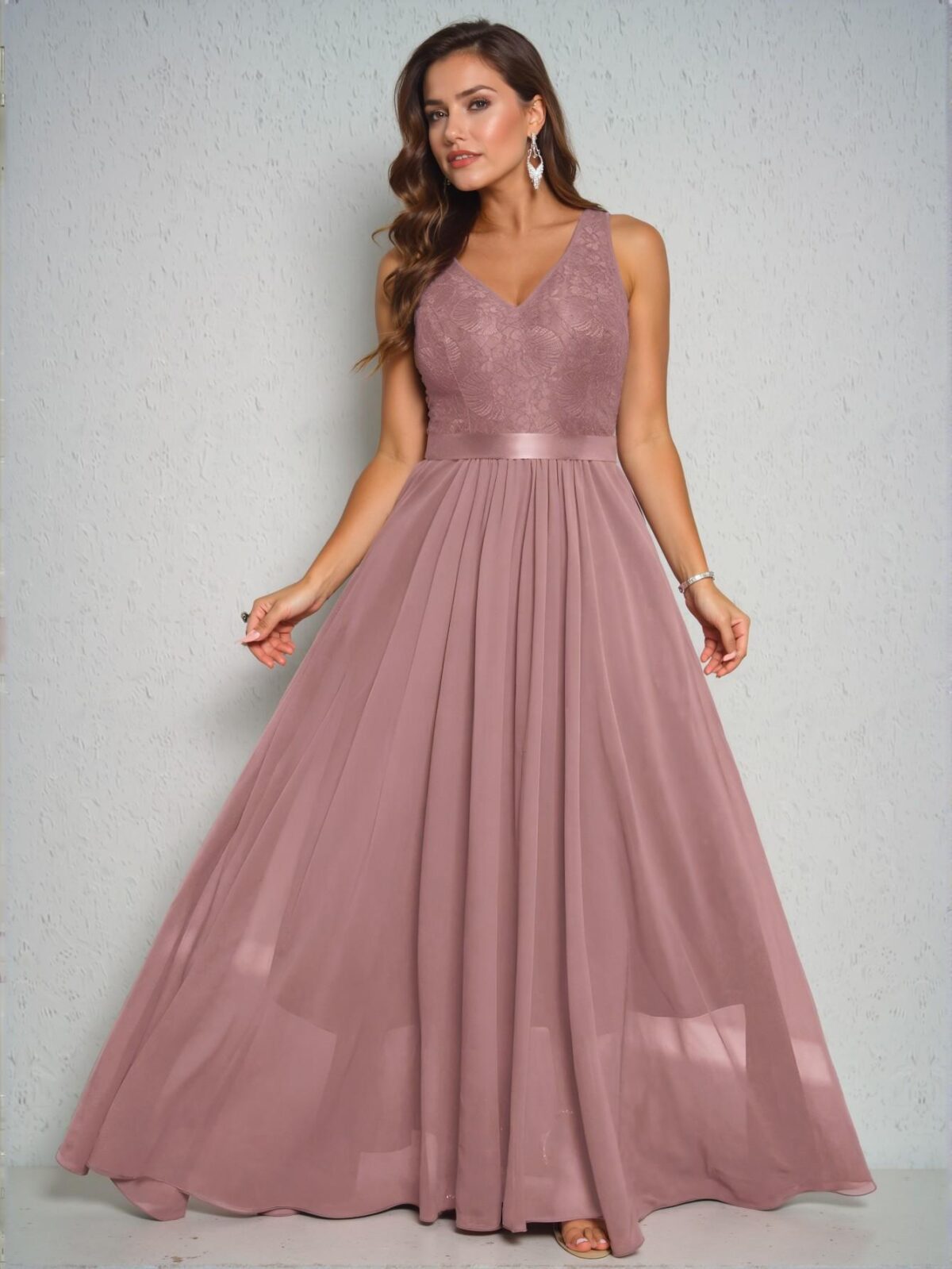 Elegant Pink Pleated Casual Maxi Dress with Ruched Waist and Sleeveless V-Neck for Spring and Summer - Chic, Classy and Trendy Fashion Style to Dress to Impress - Image 5