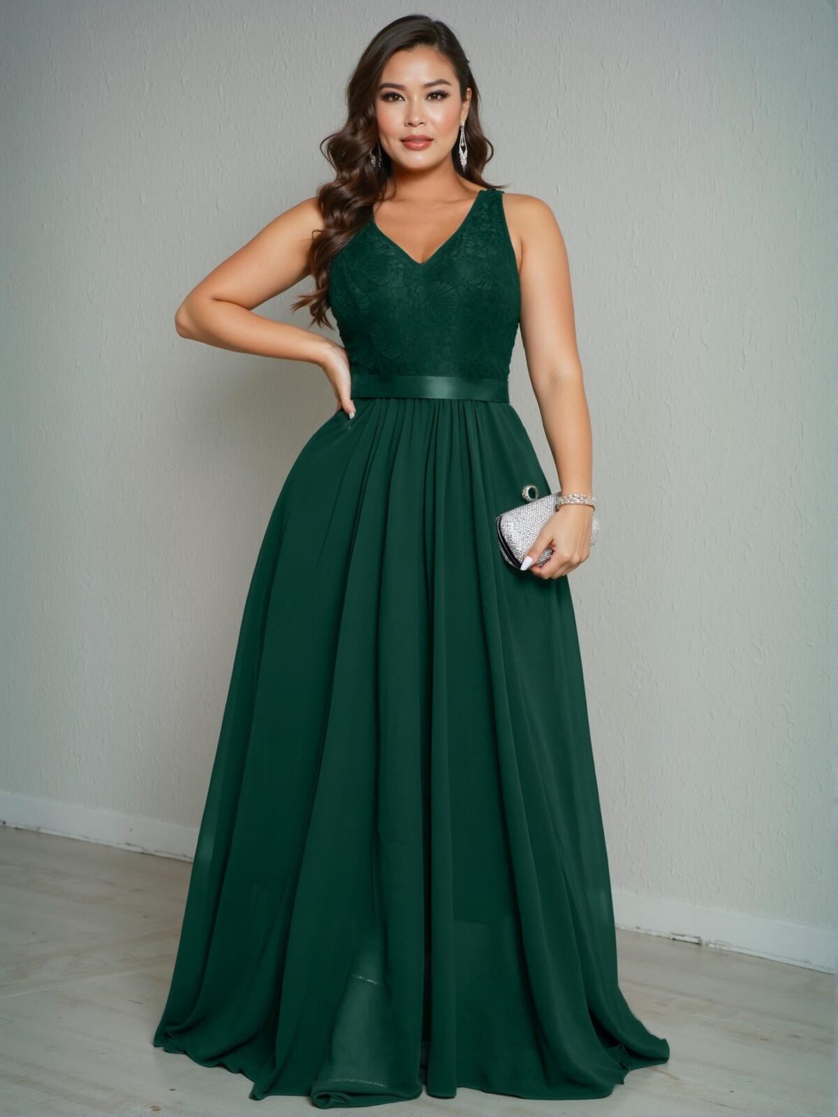 Elegant Dark Green V-Neck Sleeveless Pleated Maxi Dress for a Chic and Classy Spring and Summer Look "Chic, Classy and Trendy Fashion Style to Dress to Impress"