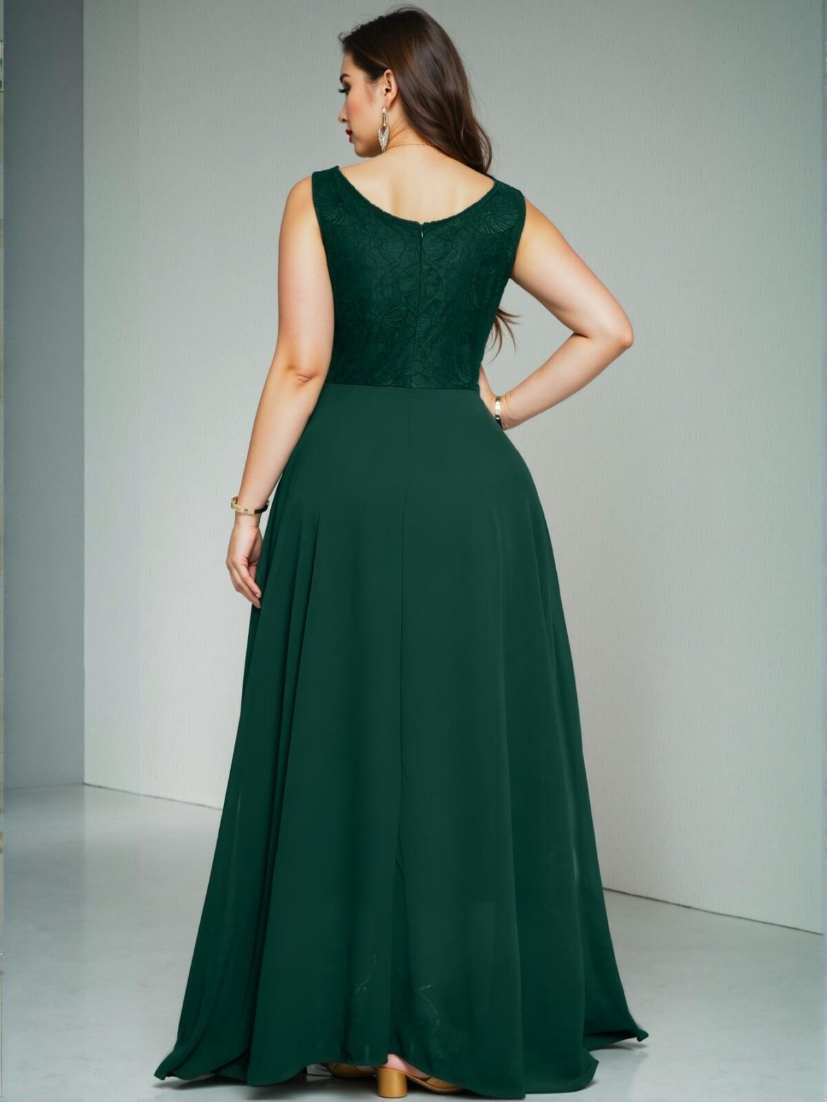 Elegant Dark Green V-Neck Sleeveless Pleated Maxi Dress for a Chic and Classy Spring and Summer Look "Chic, Classy and Trendy Fashion Style to Dress to Impress" - Image 2