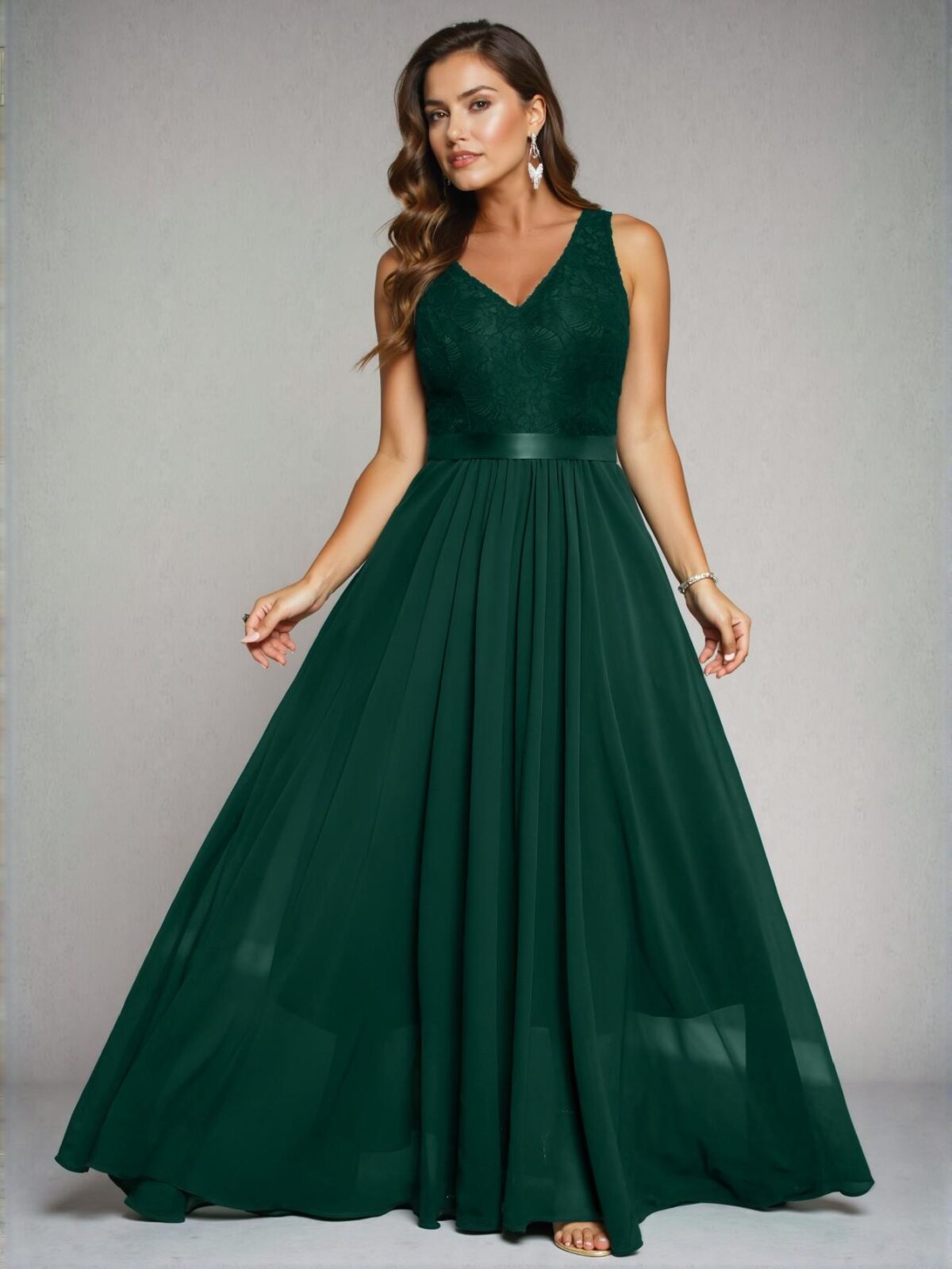 Elegant Dark Green V-Neck Sleeveless Pleated Maxi Dress for a Chic and Classy Spring and Summer Look "Chic, Classy and Trendy Fashion Style to Dress to Impress" - Image 3