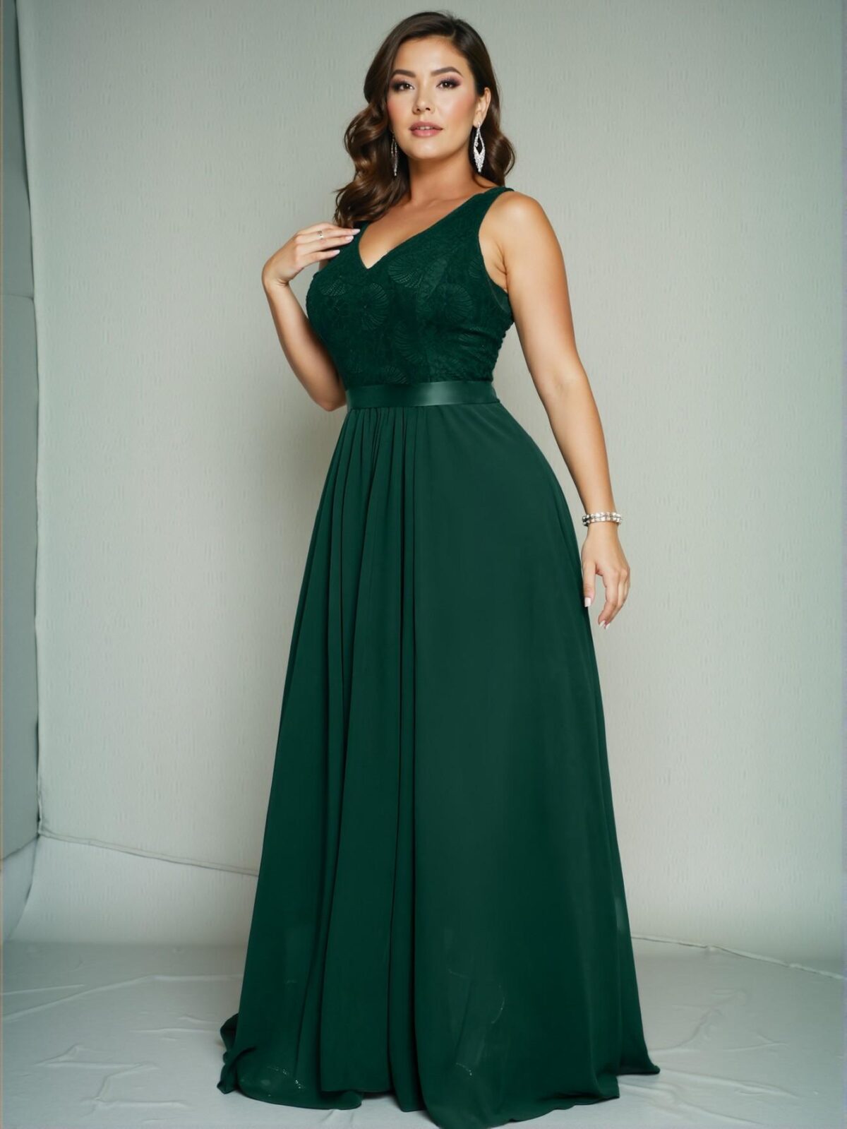 Elegant Dark Green V-Neck Sleeveless Pleated Maxi Dress for a Chic and Classy Spring and Summer Look "Chic, Classy and Trendy Fashion Style to Dress to Impress" - Image 4