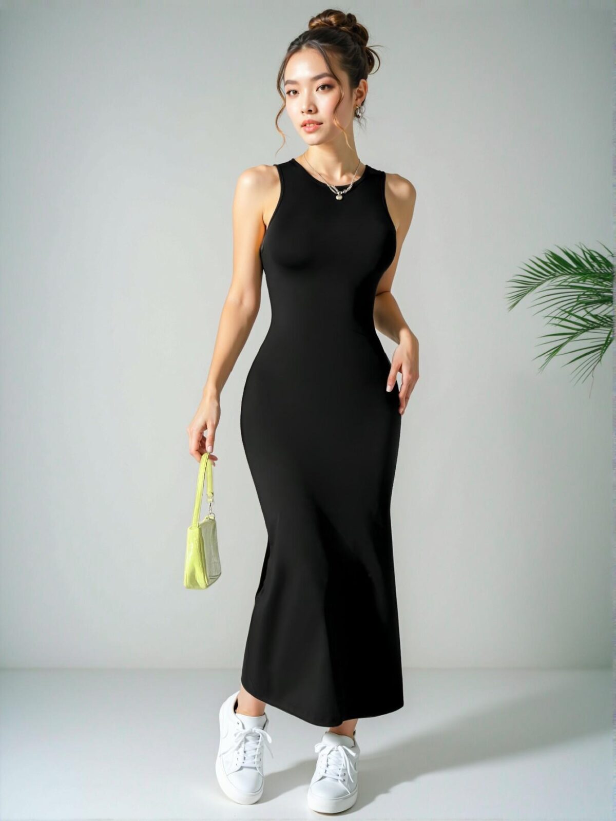 Elegant Black Backless and Side Slit Midi Dress for Spring and Summer - Chic, Classy and Trendy Fashion Style to Dress to Impress - Image 2