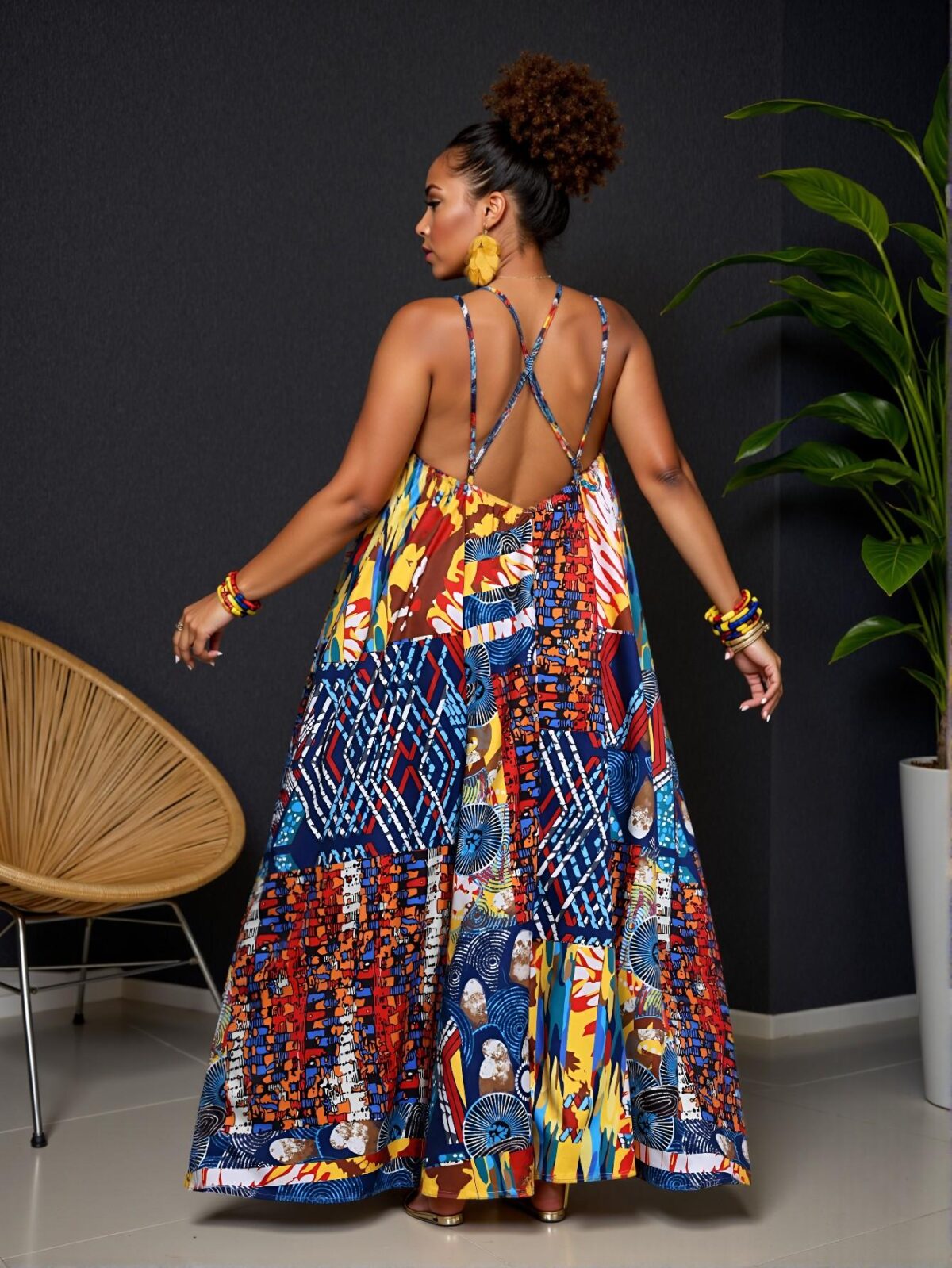Elegant Multicolor Flowy A-Line Dress for Rave, Easter, and Festival Fashion; Perfect for Country Concerts and Tropical Vacations — Chic, Classy and Trendy Fashion Style to Dress to Impress - Image 2