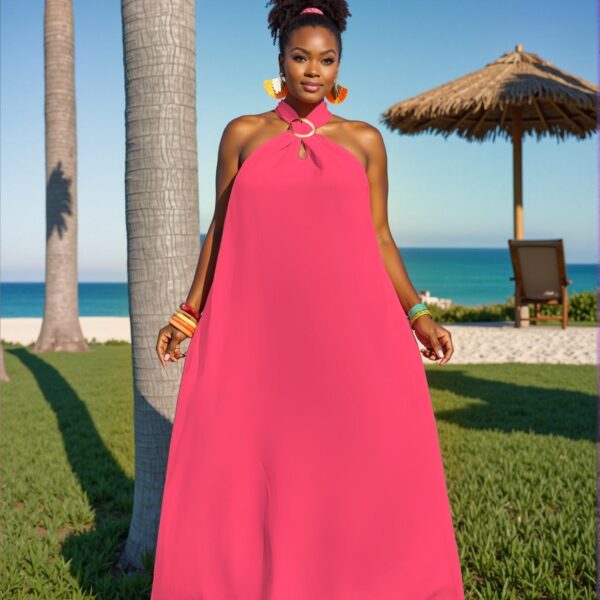 Elegant Hot Pink Boho A-Line Maxi Dress with Textured Fabric, Plus Size - Z, Perfect for Spring and Summer Holidays "Chic, Classy and Trendy Fashion Style to Dress to Impress"