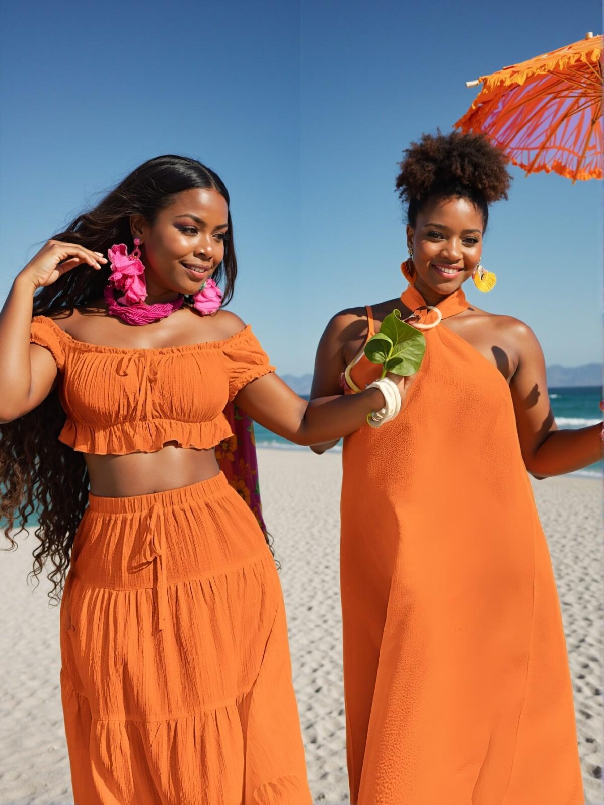 Elegant Orange Flared A-Line Sleeveless Dress with Textured Fabric for Casual Spring and Summer Outings - Chic, Classy and Trendy Fashion Style to Dress to Impress - Image 3