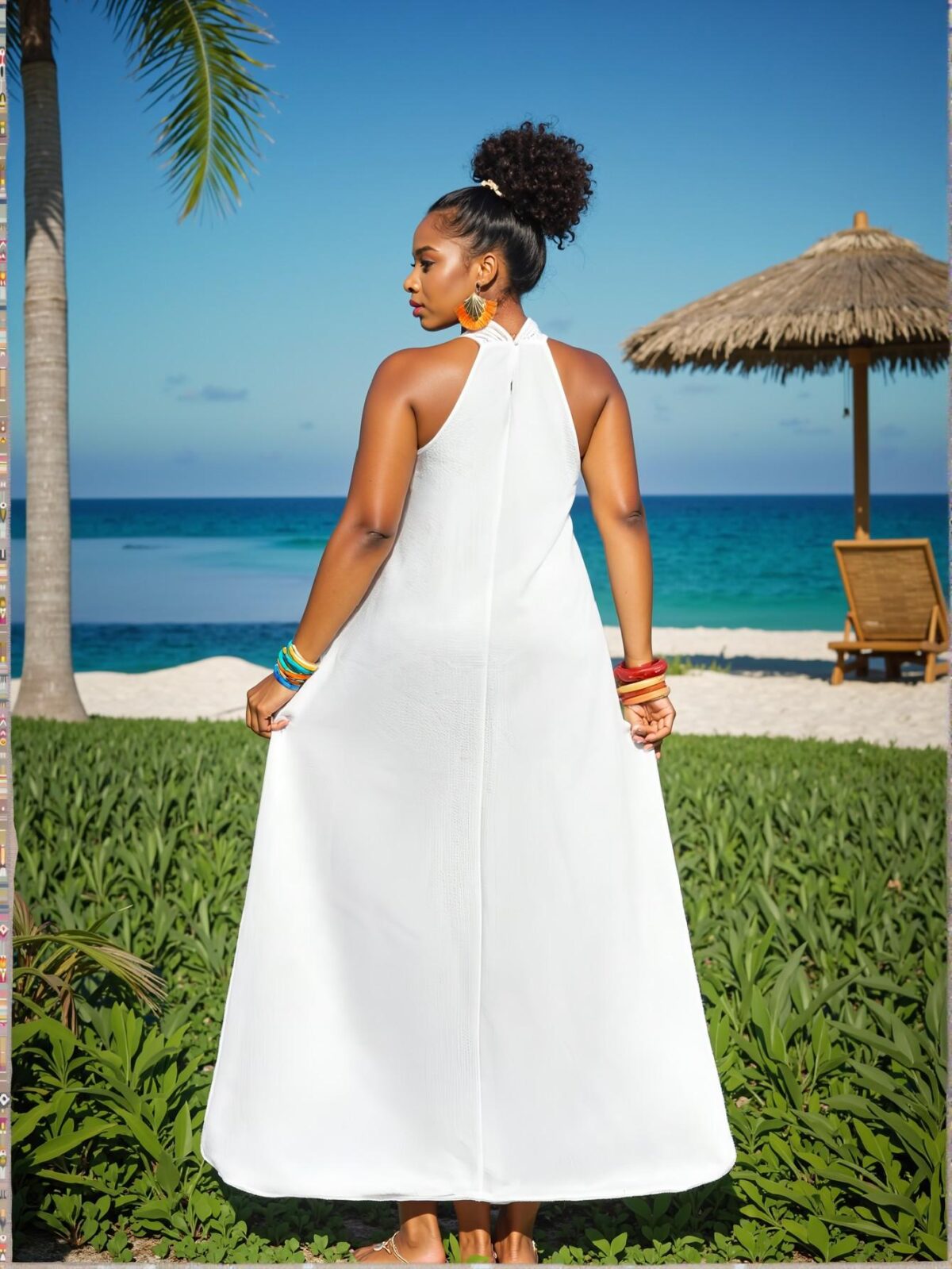 Elegant White Flared A-Line Sundress with Sleeveless Design for Casual Beach Getaways and Holiday Outfits Boho Style - Chic, Classy and Trendy Fashion Style to Dress to Impress - Image 2