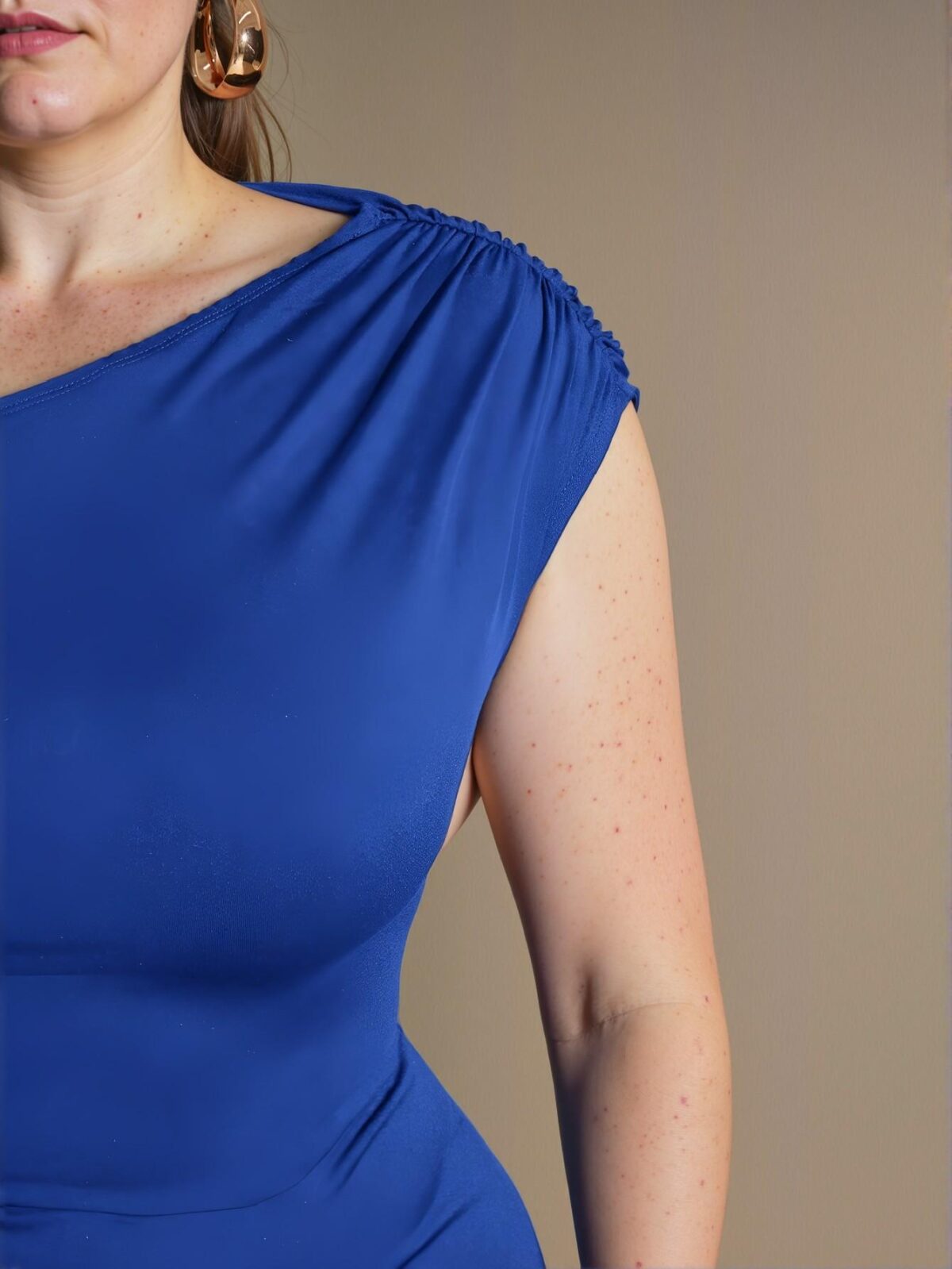 Elegant Royal Blue Gathering Details Off-Shoulder Draped Midi Dress with Asymmetric Hem and Slit for Women’s Chic Birthday Parties, Perfect for Spring and Summer – "Chic, Classy and Trendy Fashion Style to Dress to Impress" - Image 5