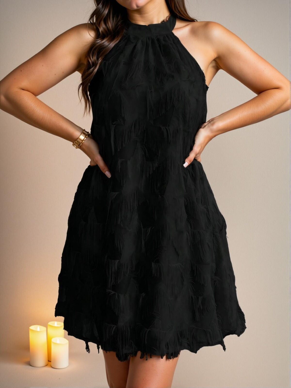 Elegant Black Asymmetrical Plus Size Sleeveless Halter Dress Perfect for Spring and Summer Chic, Classy and Trendy Fashion Style to Dress to Impress - Image 3