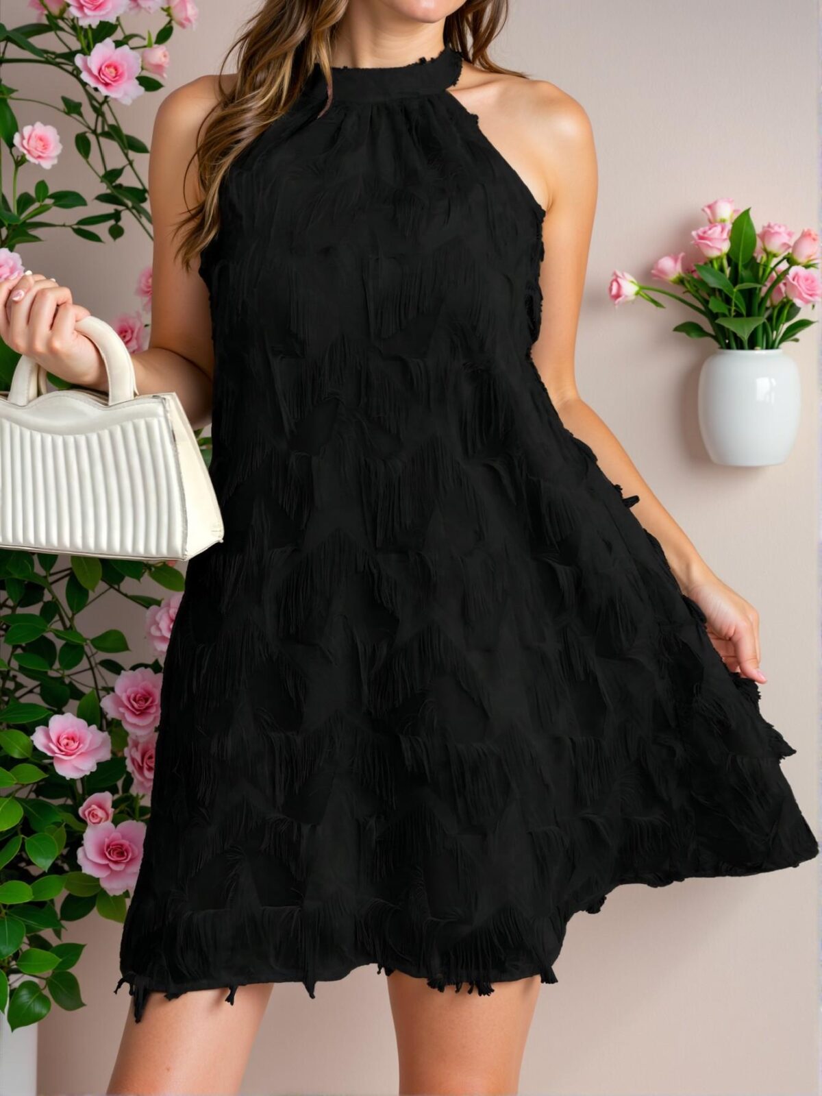 Elegant Black Asymmetrical Plus Size Sleeveless Halter Dress Perfect for Spring and Summer Chic, Classy and Trendy Fashion Style to Dress to Impress - Image 5
