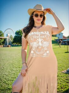 Elegant Apricot Casual Fringe Dress with Ruffled Hem, Perfect for Festivals, Boho Vibes, and Vacation Escapes "Chic, Classy and Trendy Fashion Style to Dress to Impress"