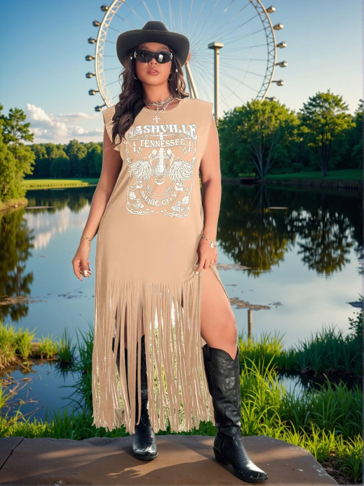 Elegant Apricot Casual Fringe Dress with Ruffled Hem, Perfect for Festivals, Boho Vibes, and Vacation Escapes "Chic, Classy and Trendy Fashion Style to Dress to Impress" - Image 5