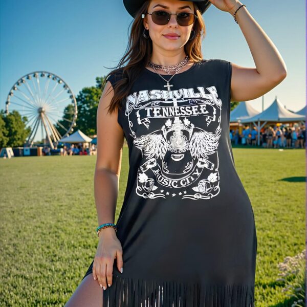 Elegant Black Casual Loose Fringe Hem Mini Dress for Festivals, Bohemian Vibes, Cowgirl Chic, and Old Money Aesthetic for Spring and Summer "Chic, Classy and Trendy Fashion Style to Dress to Impress"