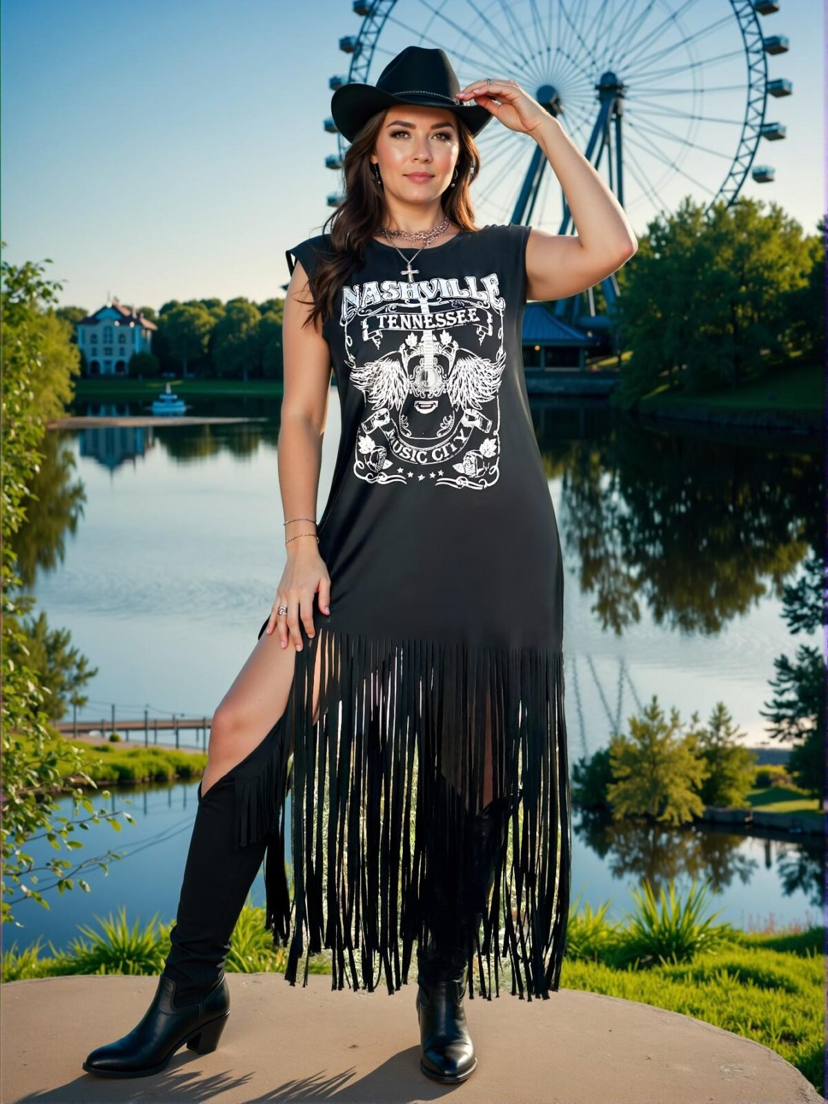 Elegant Black Casual Loose Fringe Hem Mini Dress for Festivals, Bohemian Vibes, Cowgirl Chic, and Old Money Aesthetic for Spring and Summer "Chic, Classy and Trendy Fashion Style to Dress to Impress" - Image 2