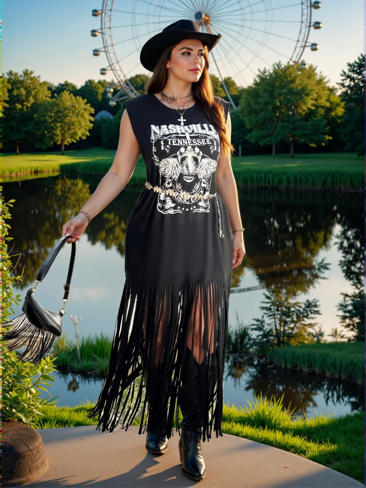 Elegant Black Casual Loose Fringe Hem Mini Dress for Festivals, Bohemian Vibes, Cowgirl Chic, and Old Money Aesthetic for Spring and Summer "Chic, Classy and Trendy Fashion Style to Dress to Impress" - Image 4