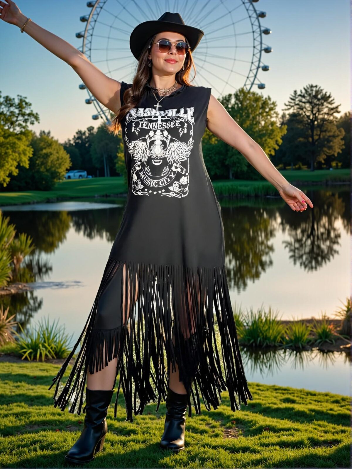 Elegant Black Casual Loose Fringe Hem Mini Dress for Festivals, Bohemian Vibes, Cowgirl Chic, and Old Money Aesthetic for Spring and Summer "Chic, Classy and Trendy Fashion Style to Dress to Impress" - Image 5