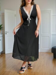 Elegant Black Stylish Plus Size Leopard Mesh Midi Dress, Chic and Fashionable Choice for Casual Spring and Summer Outings, Chic, Classy and Trendy Fashion Style to Dress to Impress