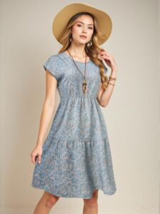 Elegant Multicolor Floral Midi Dress with Short Batwing Sleeves for Spring and Summer - Chic, Classy and Trendy Fashion Style to Dress to Impress