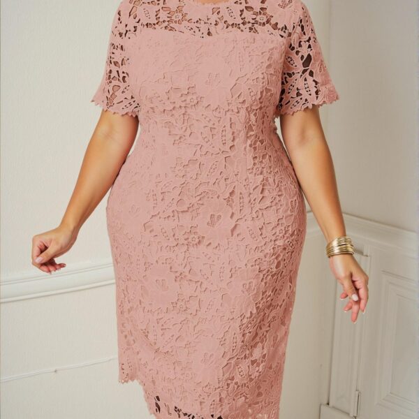 Elegant Pink Fitted Vacation Dress with Lace Details for Spring and Summer - Chic, Classy and Trendy Fashion Style to Dress to Impress.