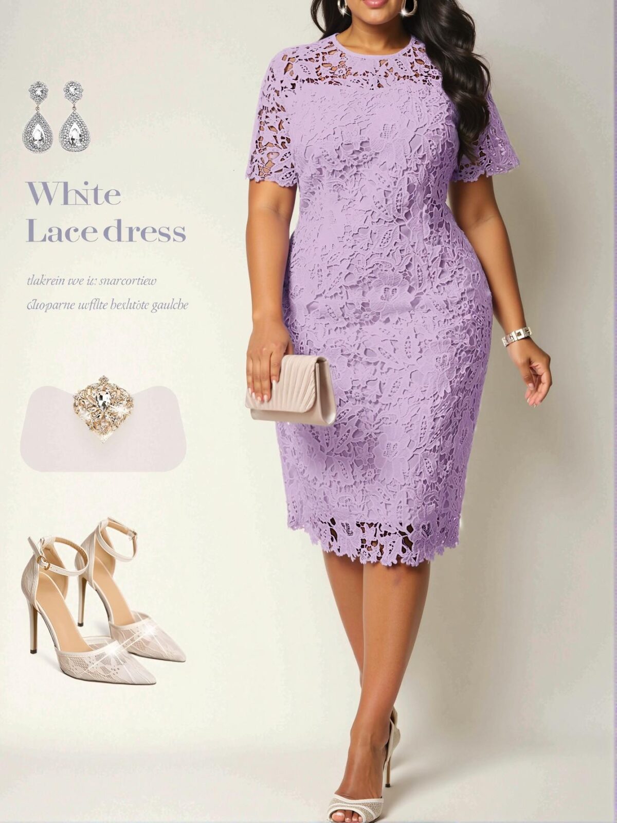 Elegant Mauve Purple Stunning Guipure Lace Dress Perfect for Spring and Summer Chic, Classy and Trendy Fashion Style to Dress to Impress
