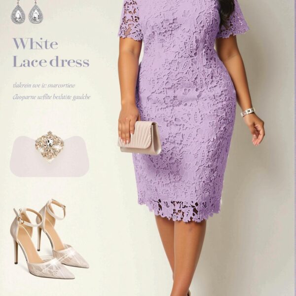 Elegant Mauve Purple Stunning Guipure Lace Dress Perfect for Spring and Summer Chic, Classy and Trendy Fashion Style to Dress to Impress