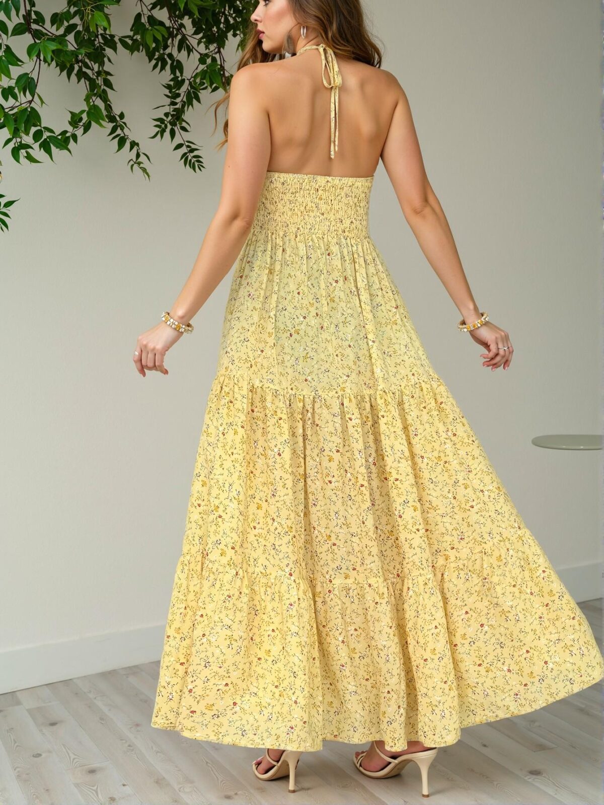 Elegant Multicolor Charming Floral V-Neck Dress with Overlapping Design Perfect for Romantic Dates, Outings with Friends, Beach Getaways, Picnics, and Casual Commutes in Spring and Summer - Chic, Classy and Trendy Fashion Style to Dress to Impress - Image 2