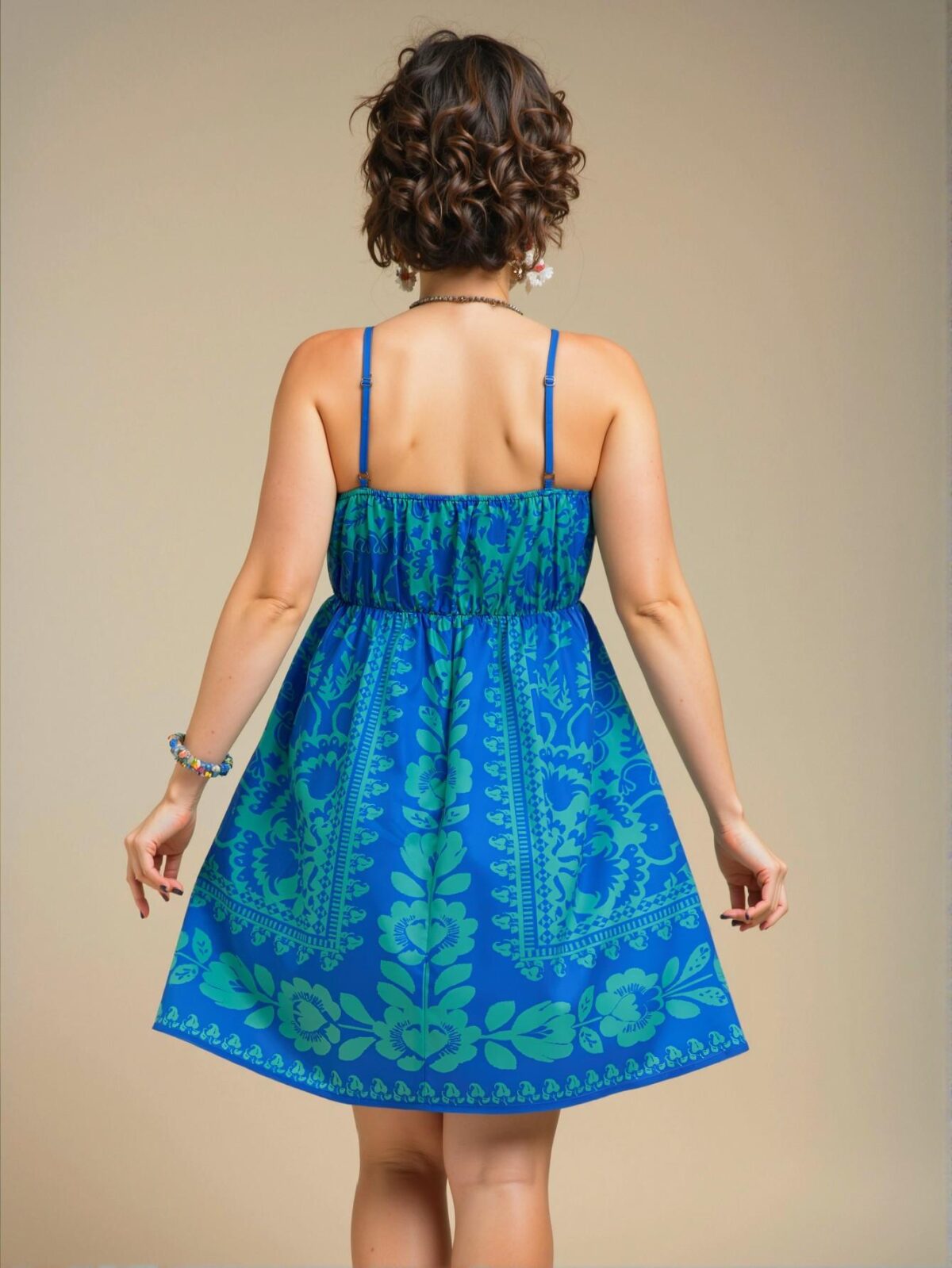 Elegant Blue Tropical Floral Off Shoulder Spaghetti Strap Dress for Beach Outings and Vacation Getaways - Chic, Classy and Trendy Fashion Style to Dress to Impress - Image 2