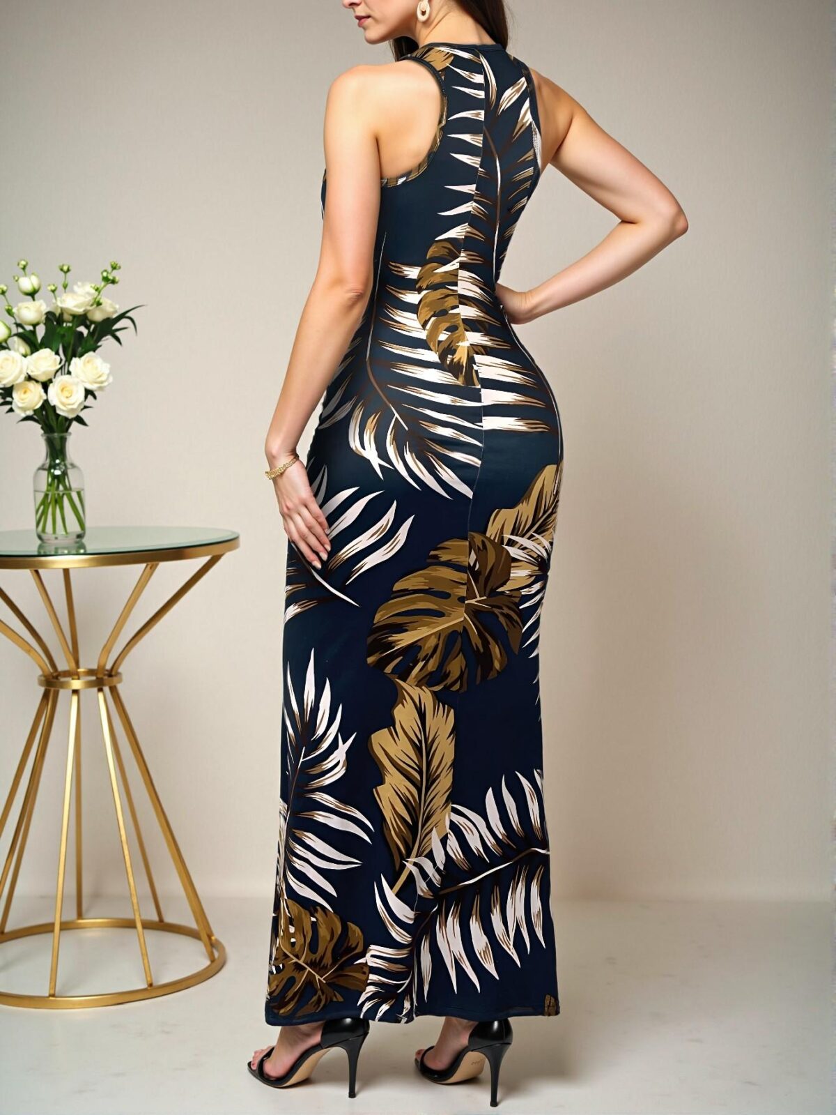 Elegant Navy Blue Chic Backless Mermaid Dress for Effortless Spring and Summer Fashion Style to Dress to Impress - Image 2