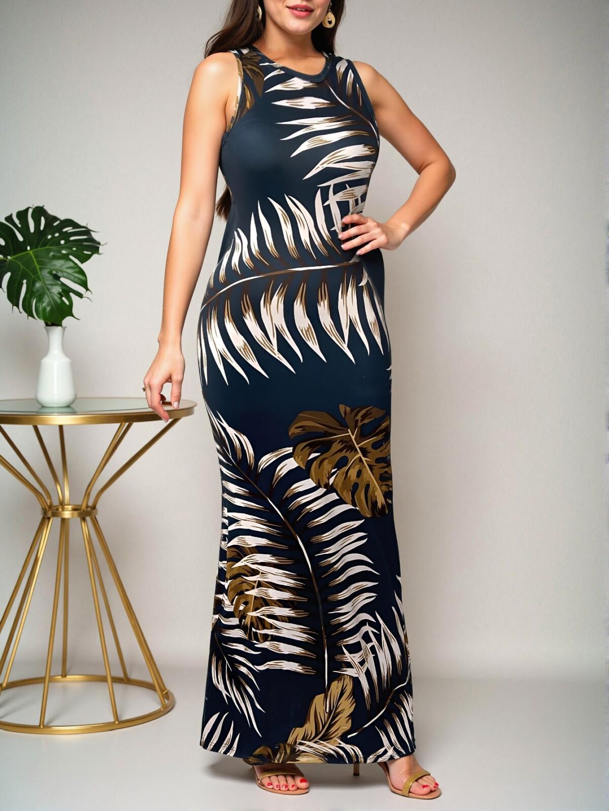 Elegant Navy Blue Chic Backless Mermaid Dress for Effortless Spring and Summer Fashion Style to Dress to Impress - Image 3