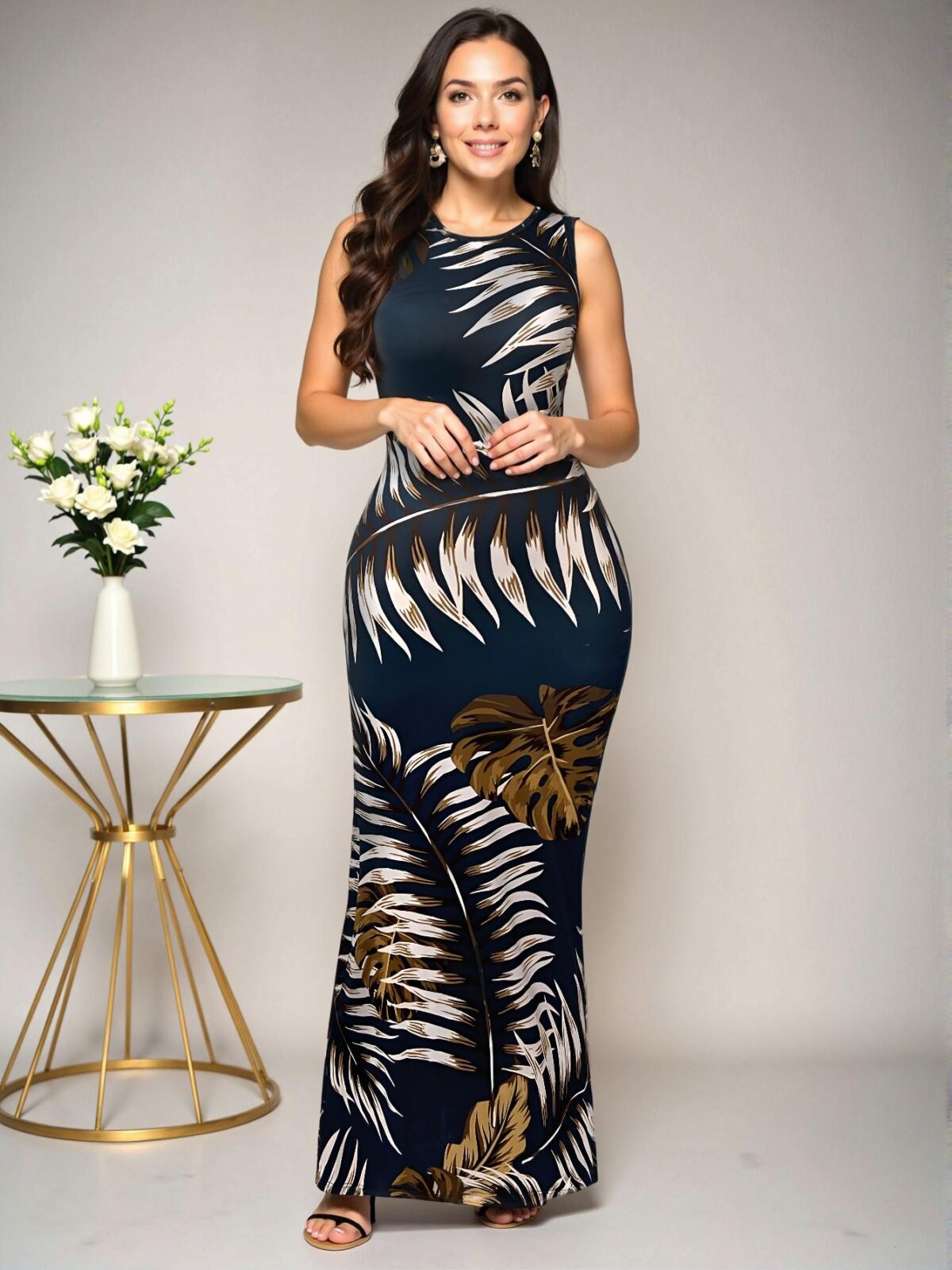 Elegant Navy Blue Chic Backless Mermaid Dress for Effortless Spring and Summer Fashion Style to Dress to Impress - Image 4