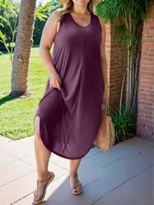 Elegant Purple Relaxed Curved Hem Sleeveless Tank Dress for Spring and Summer: Chic, Classy and Trendy Fashion Style to Dress to Impress