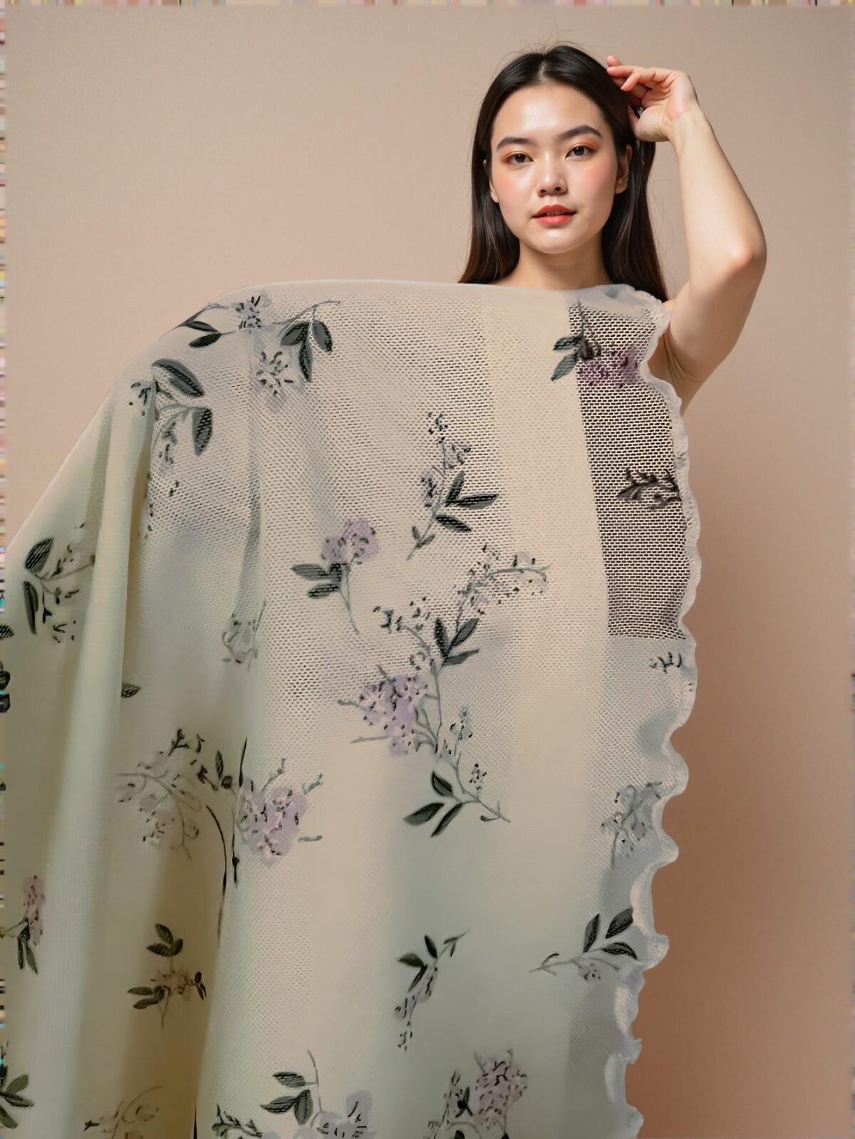 Elegant Apricot Playful Floral Print Cami Dress with Lettuce Trim for Summer Outings and Weddings - Chic, Classy, and Trendy Fashion Style to Dress to Impress - Image 5