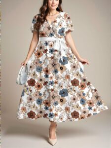 Elegant Multicolor Casual Boho Ditsy Floral Plus Size A-Line Dress for Spring and Summer - Chic, Classy and Trendy Fashion Style to Dress to Impress