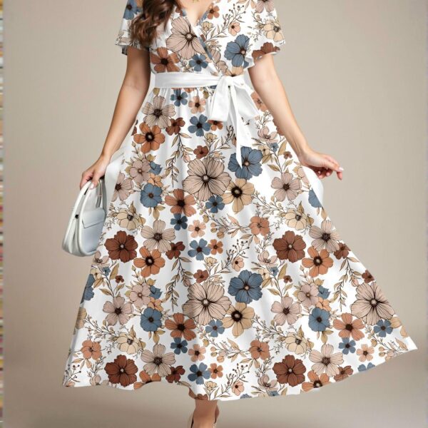 Elegant Multicolor Casual Boho Ditsy Floral Plus Size A-Line Dress for Spring and Summer - Chic, Classy and Trendy Fashion Style to Dress to Impress