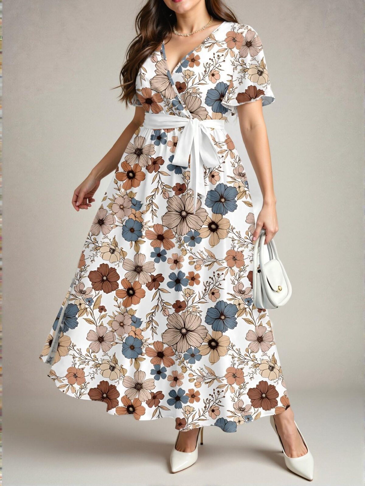 Elegant Multicolor Casual Boho Ditsy Floral Plus Size A-Line Dress for Spring and Summer - Chic, Classy and Trendy Fashion Style to Dress to Impress - Image 3