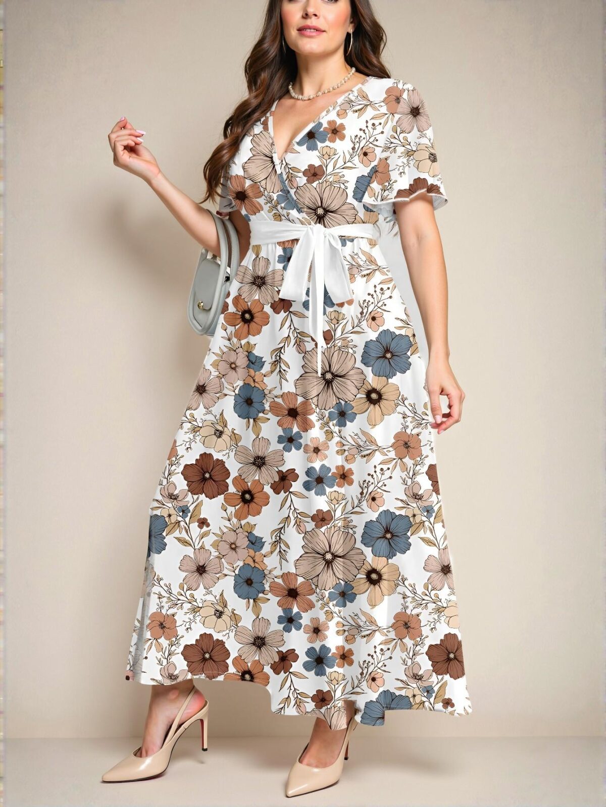 Elegant Multicolor Casual Boho Ditsy Floral Plus Size A-Line Dress for Spring and Summer - Chic, Classy and Trendy Fashion Style to Dress to Impress - Image 4