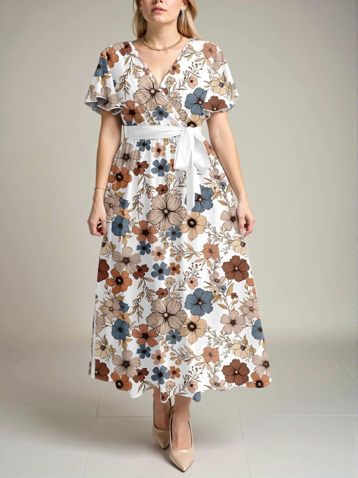 Elegant Multicolor Casual Boho Ditsy Floral Plus Size A-Line Dress for Spring and Summer - Chic, Classy and Trendy Fashion Style to Dress to Impress - Image 5