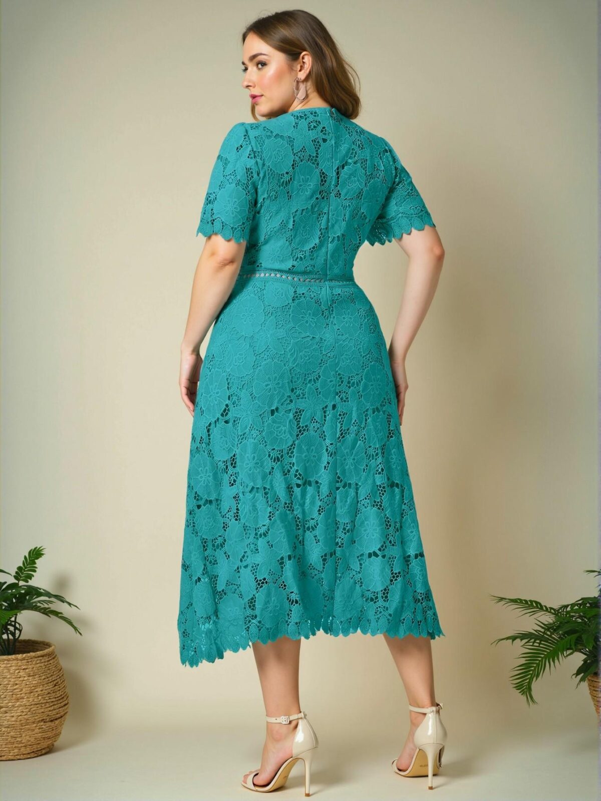 Elegant Teal Blue Graceful Lace Waist Cinched Maxi Dress Perfect for Summer Wedding Guests - Chic, Classy and Trendy Fashion Style to Dress to Impress - Image 2