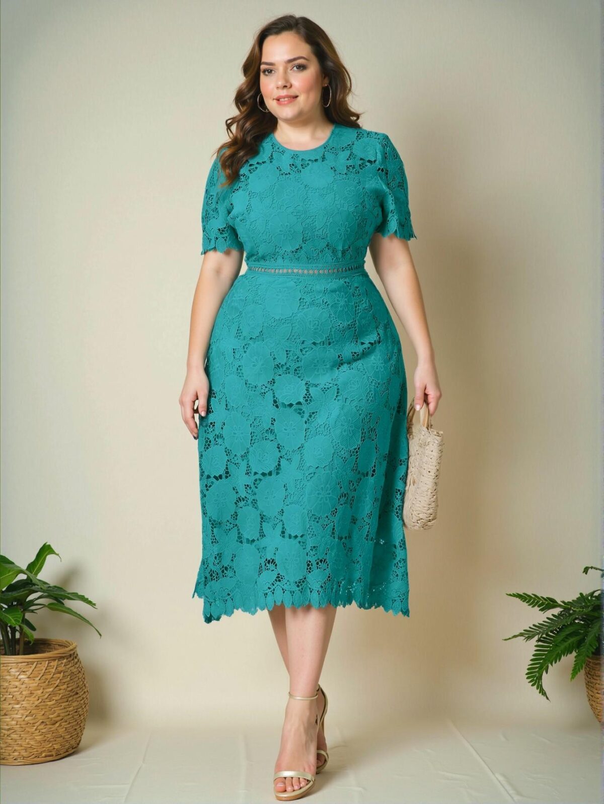 Elegant Teal Blue Graceful Lace Waist Cinched Maxi Dress Perfect for Summer Wedding Guests - Chic, Classy and Trendy Fashion Style to Dress to Impress - Image 3