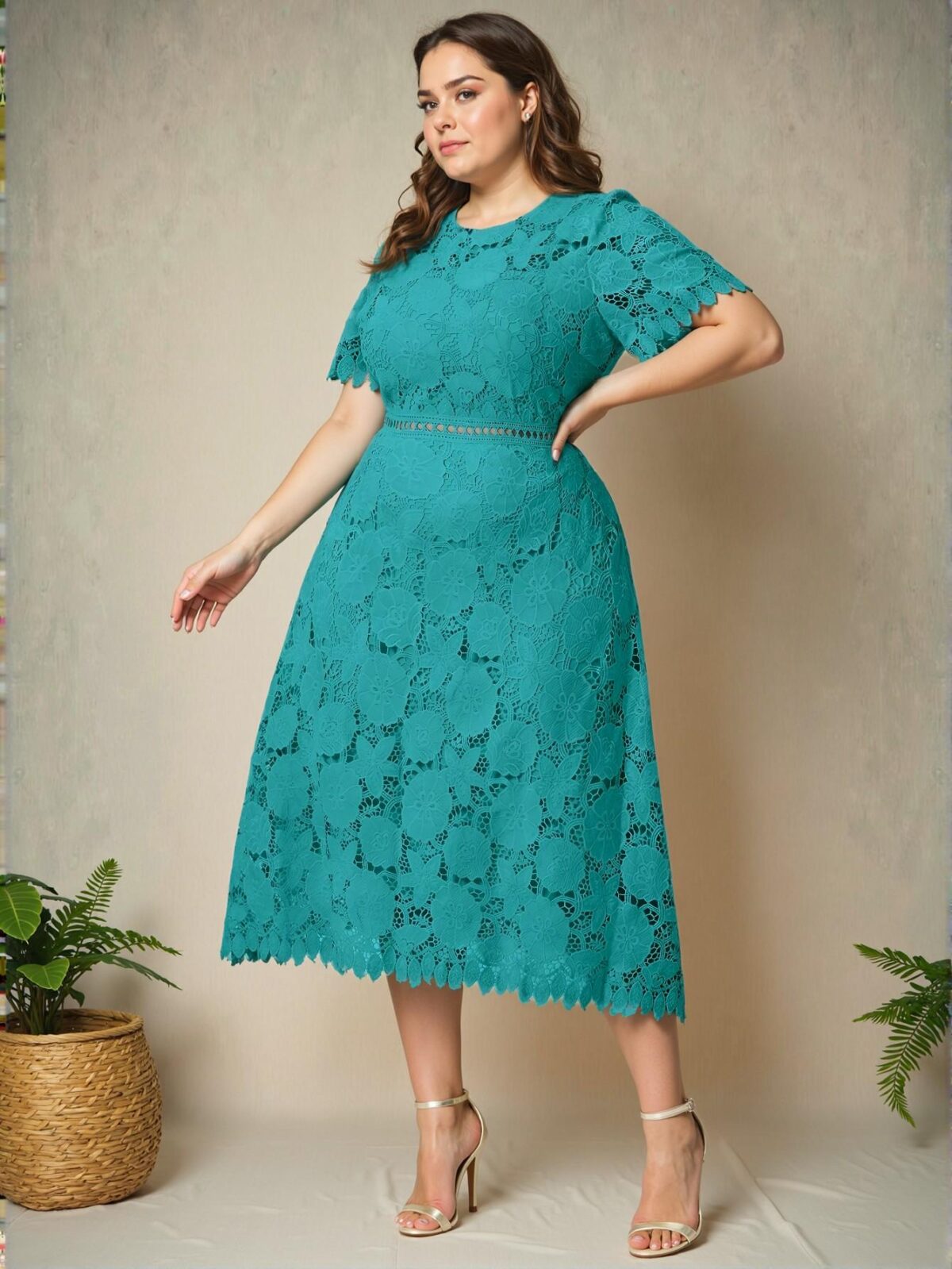 Elegant Teal Blue Graceful Lace Waist Cinched Maxi Dress Perfect for Summer Wedding Guests - Chic, Classy and Trendy Fashion Style to Dress to Impress - Image 4