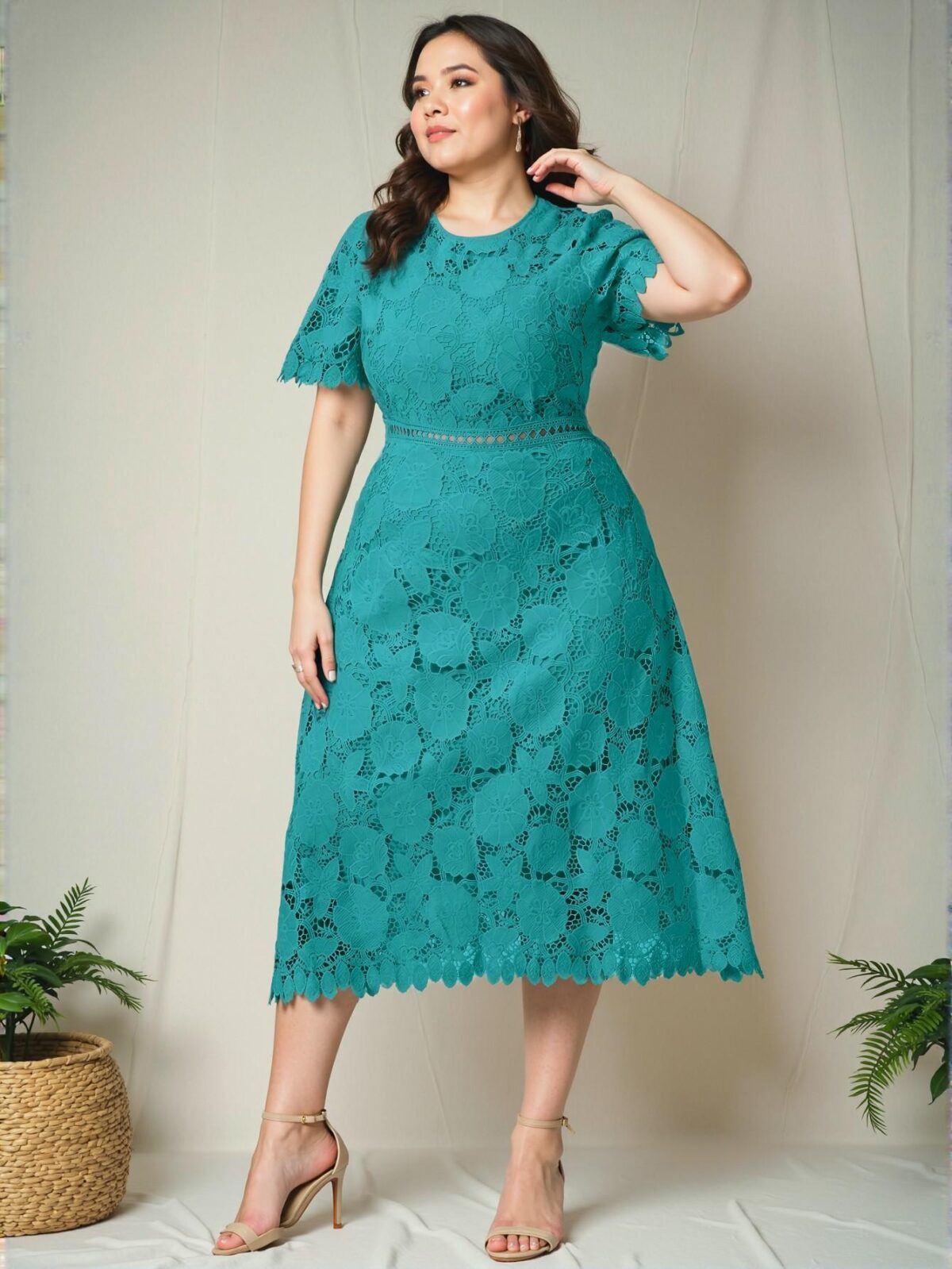 Elegant Teal Blue Graceful Lace Waist Cinched Maxi Dress Perfect for Summer Wedding Guests - Chic, Classy and Trendy Fashion Style to Dress to Impress - Image 5