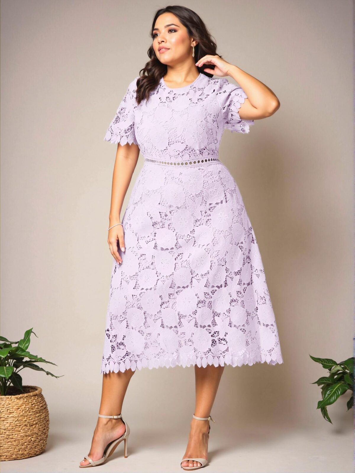 Elegant Mauve Purple Maxi Dress with Lace Accents Perfect for Spring and Summer Chic, Classy and Trendy Fashion Style to Dress to Impress - Image 4