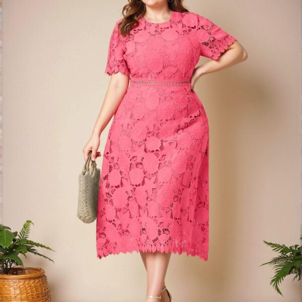 Elegant Watermelon Pink A-Line Dress with Lace Detailing for Spring and Summer "Chic, Classy and Trendy Fashion Style to Dress to Impress"